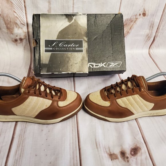 Reebok Rbk S. Carter Collection Leather Sneaker, Kids 5 1/2, Brown/Tan - Picture 7 of 10